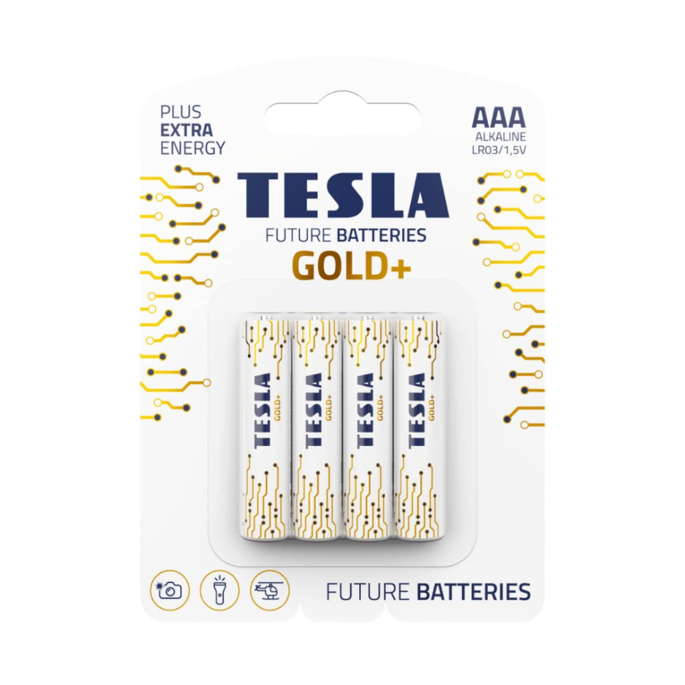[12030423] Tesla Batteries AAA Gold+ hágæða rafhlöður, 4stk