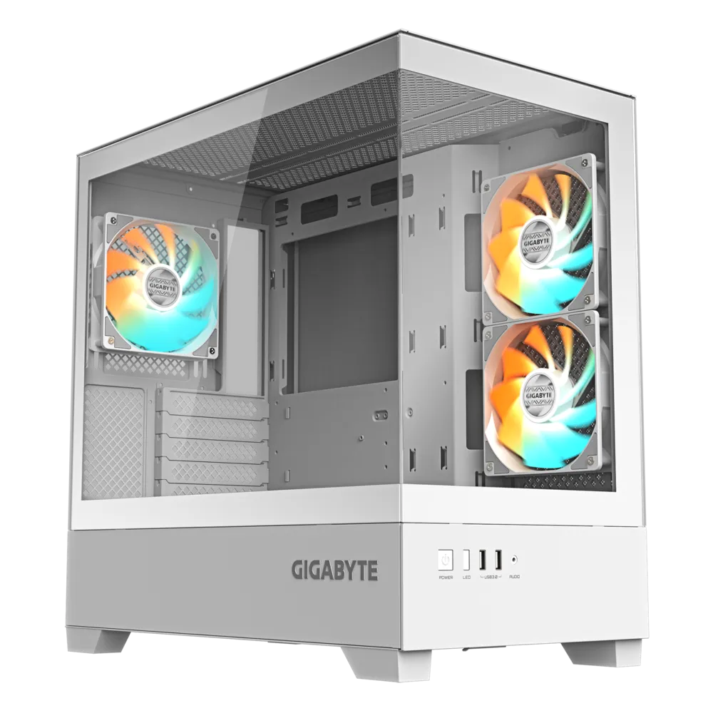 [GB-C201PI] Gigabyte C201 Panoramic mATX turnkassi, hvítur