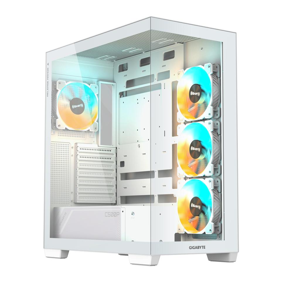Gigabyte C500 Panoramic Stealth ATX turnkassi með glugga, hvítur
