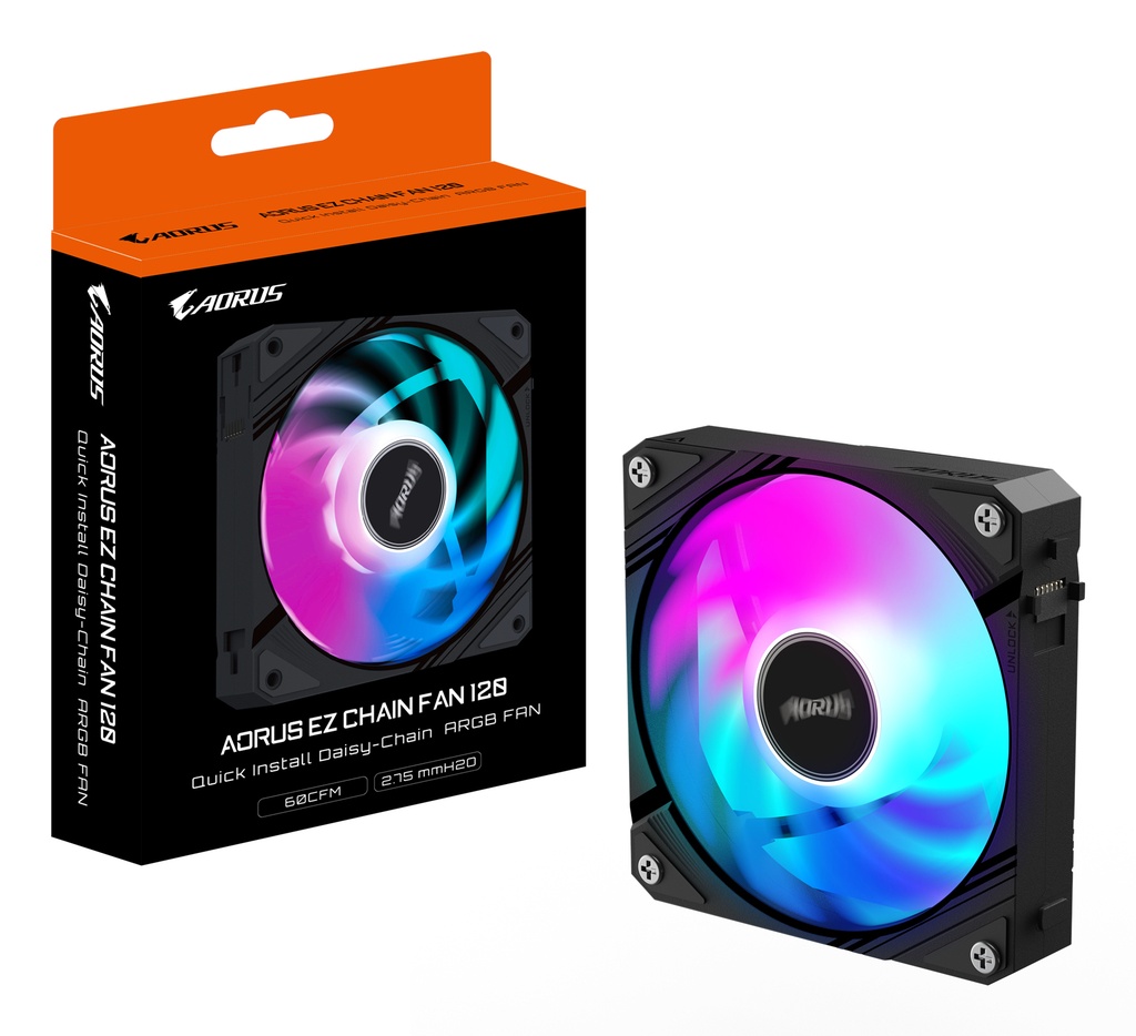 Gigabyte Aorus EZ Chain ARGB 120mm kassavifta, svört