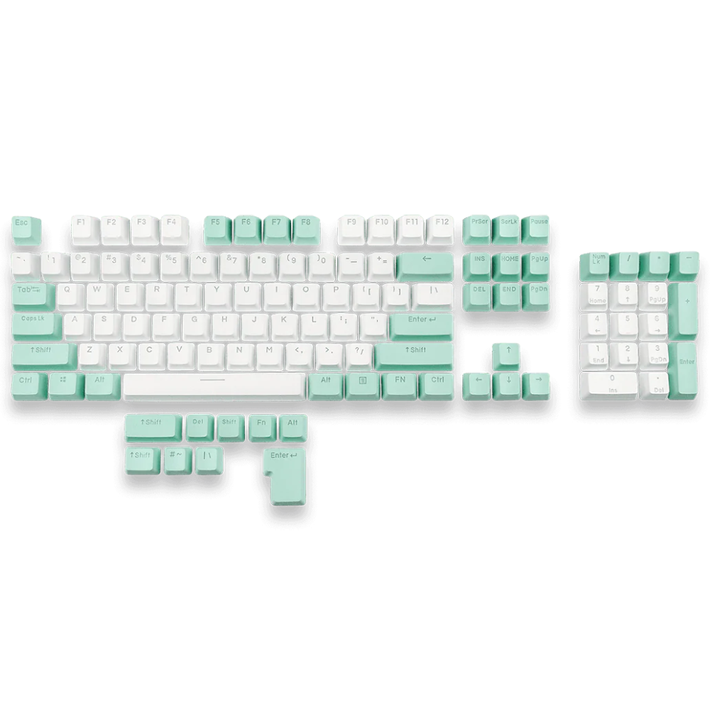 [KC-PBT-AQUAMARINE] Mountain PBT baklýstir Keycaps, Aquamarine, ISO-UK