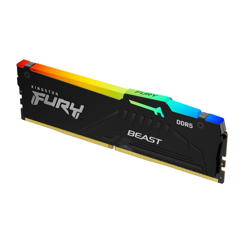 Kingston 16GB DDR5 5600Mhz (1x16GB) CL36 Fury Beast RGB vinnsluminni, svart