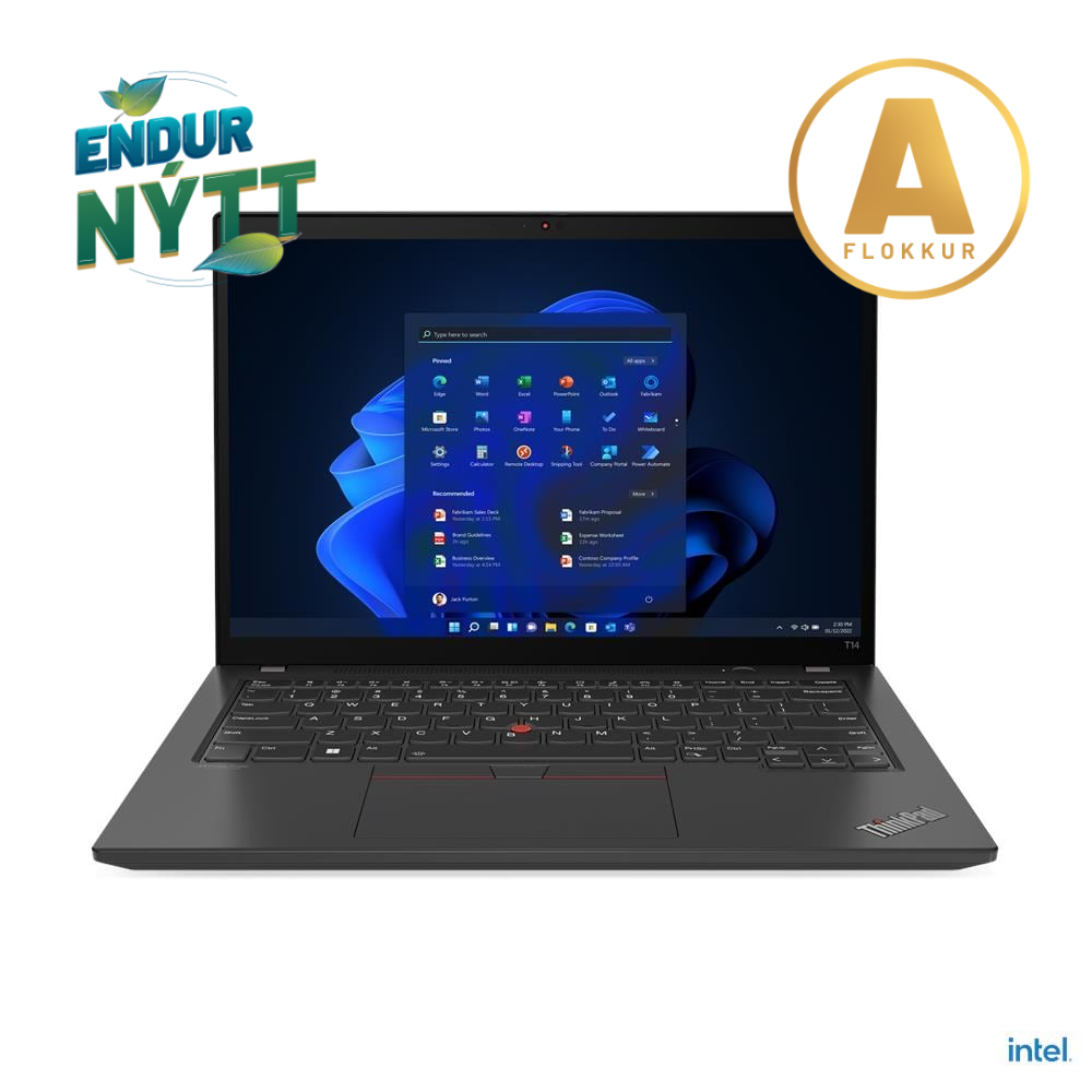 Lenovo ThinkPad T14 G3 fartölva 14" FHD+ i5-1245U 16/256GB W11P, endurnýtt