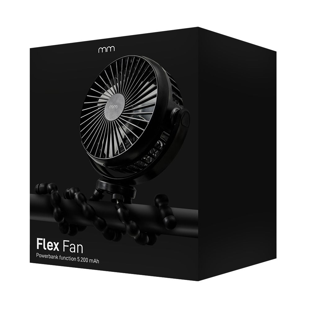 Mikamax Flex ferðahandvifta með þrífót og innb. 5200mAh hleðslubanka