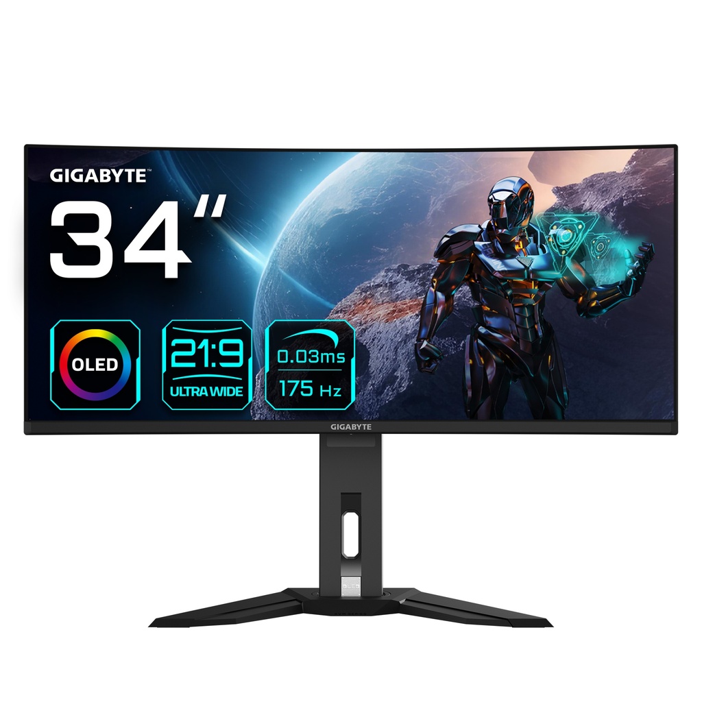 [MO34WQC] Gigabyte MO34WQC 34" QD-OLED 21:9 WQHD 175Hz KVM Sveigður leikjaskjár