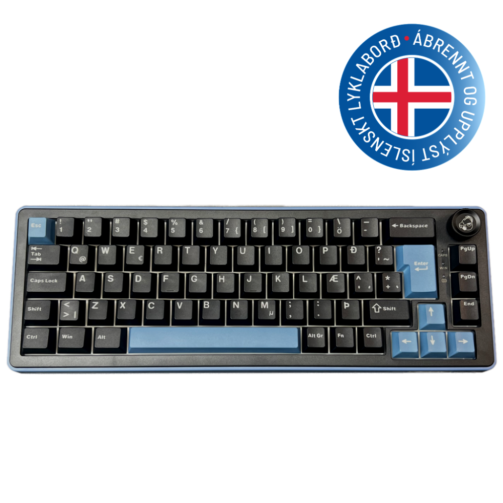 [OK-M-65-TACTILE] Ducky OK-M SF RGB þráðlaust multi-device lyklaborð, KTT Baby Tactile svissar, íslenskt, svart