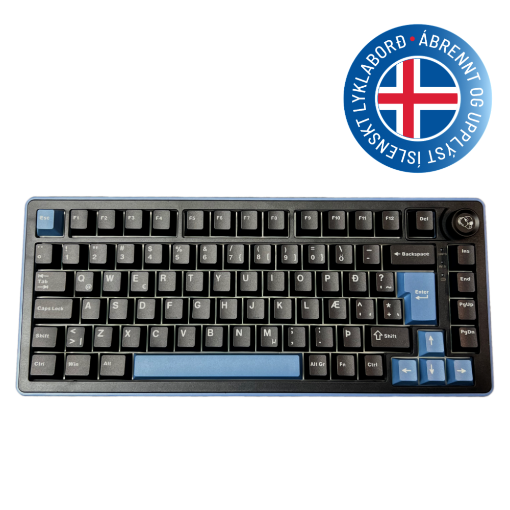 [OK-M-75-TACTILE] Ducky OK-M Compact TKL RGB þráðlaust multi-device lyklaborð, KTT Baby Tactile svissar, íslenskt, svart