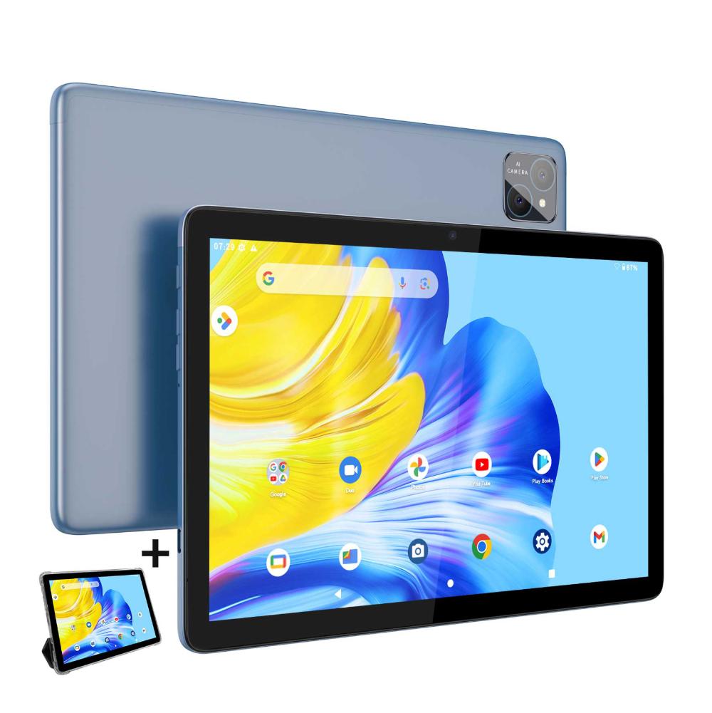 Pritom TronPad P30H-4G 10" HD+ 8-kjarna 6/128GB Android 15 4G LTE, spjaldtölva, kickstand cover, Grá