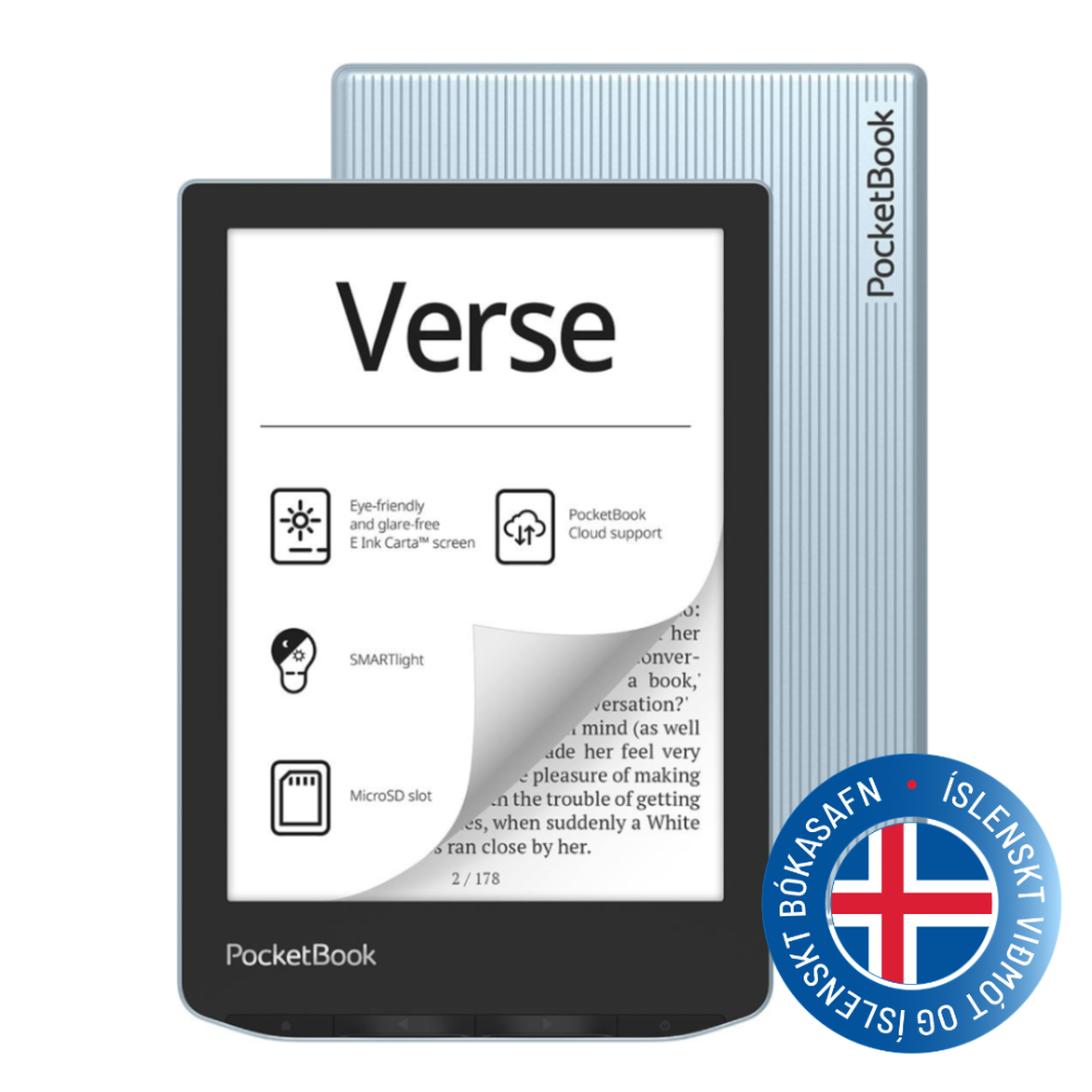 PocketBook Verse 6" lesbretti með íslensku viðmóti, blátt