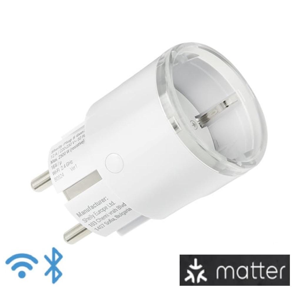[PLUG_S_GEN3_W] Shelly Plug S Matter Wi-Fi 12A Gen3 snjallinnstunga, hvít