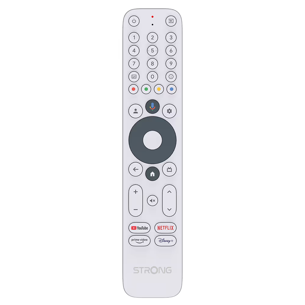 [RCU-GOOGLETV2] Fjarstýring fyrir Strong Box með Google TV, hvít með talnaborði