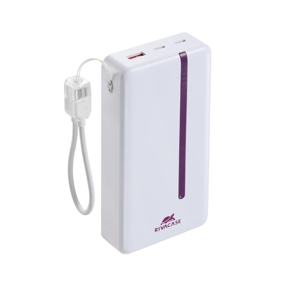 Rivacase VA2312 20000mAh ferðarafhlaða, PD 22.5W, LanYard USB-C kapall, LED, hvít