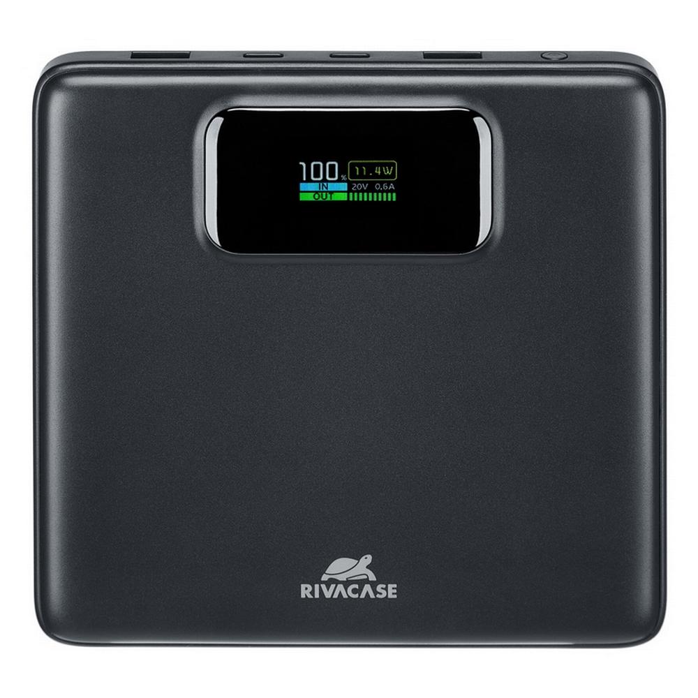 Rivacase VA1090 20000mAh Slim ferðarafhlaða, PD 100W, LED skjár, USB-C kapall, svört