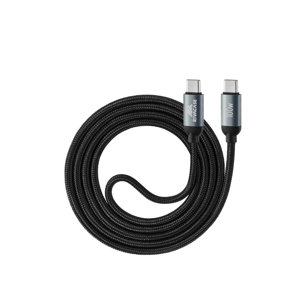 Rivacase PS6115 BK12 100W USB-C í USB-C 1,2m ofinn kapall, svartur