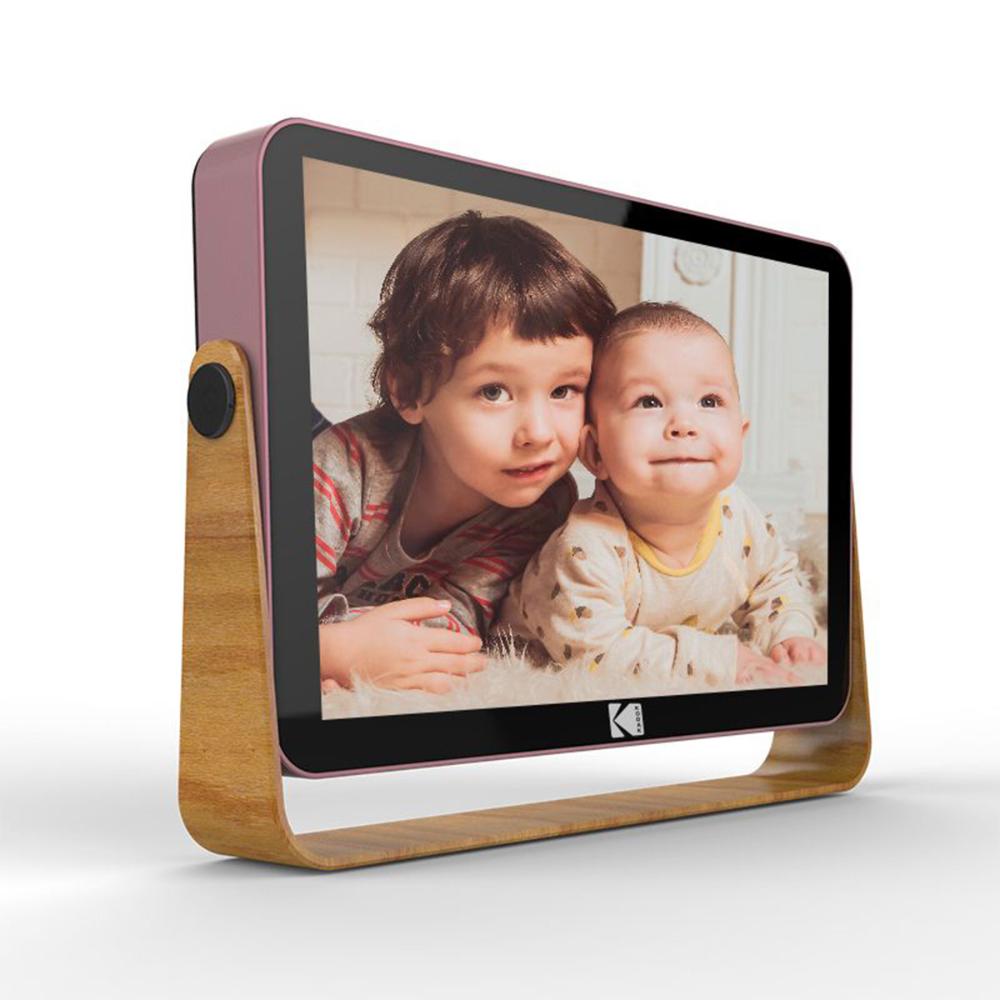 Kodak RWF-108V 10" Wi-Fi stafrænn myndarammi með rafhlöðu, rósagylltur á viðarstandi
