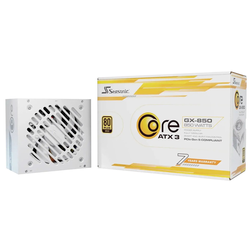 [SRP-CGX851A5A32SFW] Seasonic Core Gold GX 850W ATX 3.1 aflgjafi, hvítur, 7 ára ábyrgð