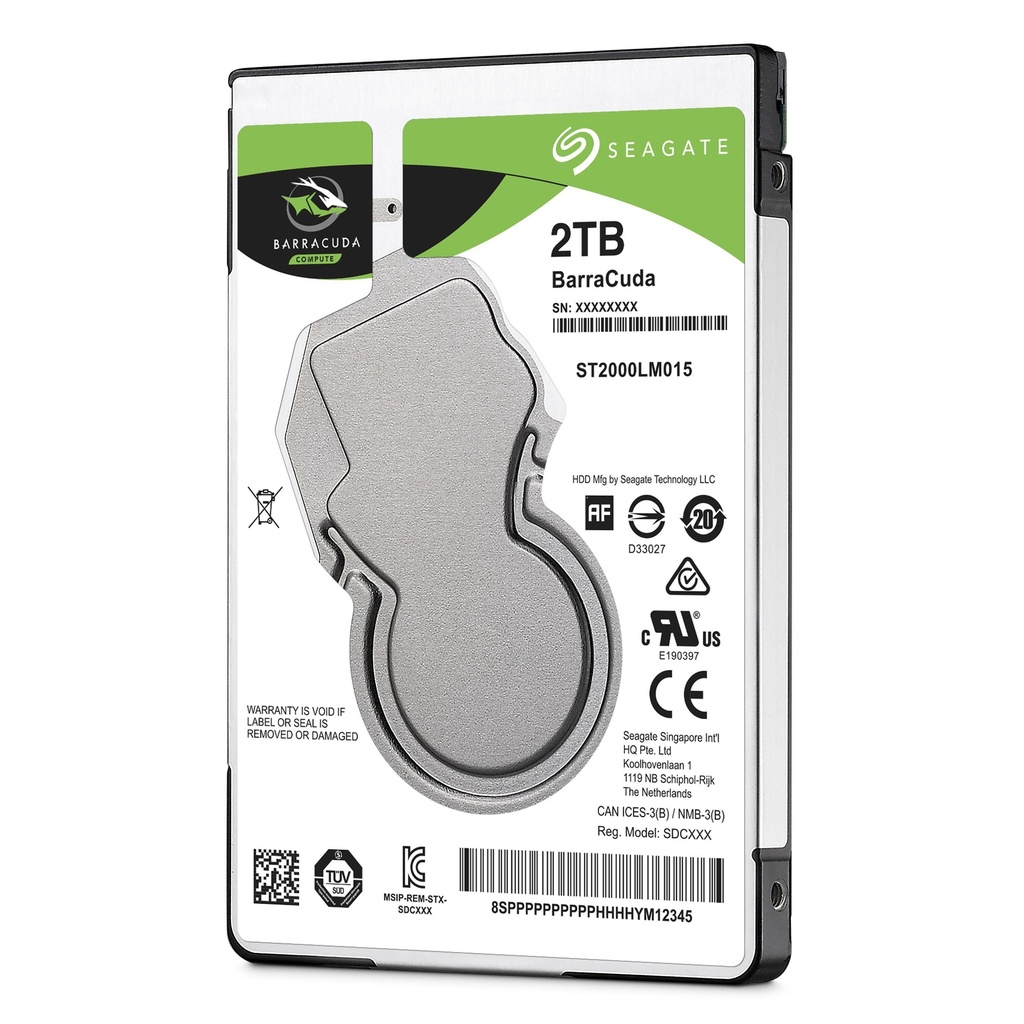 2TB SATA3 Seagate Barracuda fartölvu harður diskur, 128MB