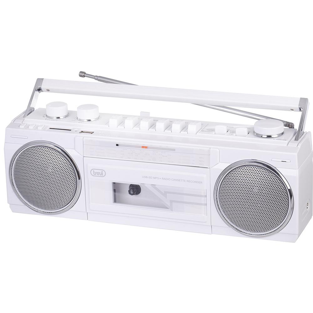 [0RR50101] Trevi RR 501 Bluetooth kasettuferðahátalari, Hvítur