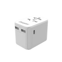 25W Energizer Universal 2x USB-A og 1x USB-C hleðslutæki og breytikló, hvítt