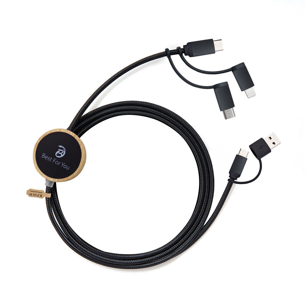 Telefunken 3in1 USB/USB-C í MicroUSB/Lightning/USB-C hleðslukapall, 1.2m