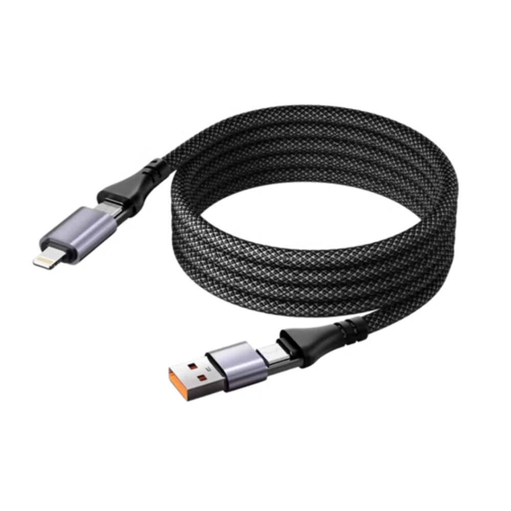 Telefunken 3in1 USB/USB-C í MicroUSB/Lightning/USB-C 100W segulhleðslukapall, 1.2m