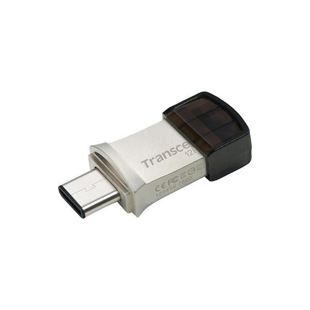 Transcend Jetflash 890 128GB OTG USB A og C 3.1 minnislykill, silfur