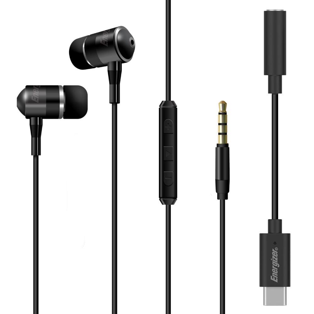 [UIC30BK2] Energizer tappaheyrnartól með USB-C breytistykki, Svört