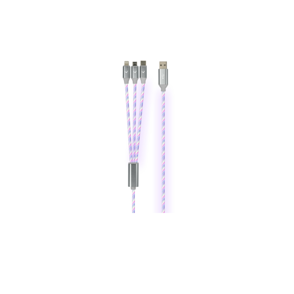 Energizer 3-in-1 USB-A 1.2m kapall með LED, grár
