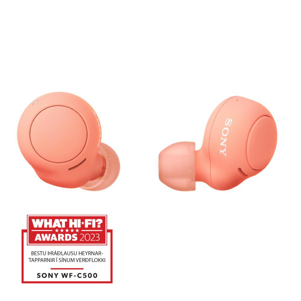 Sony WF-C500D þráðlaus in ear heyrnartól, Coral Orange bleik