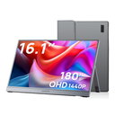 Arzopa 16" QHD 2K IPS HDR10+ 180Hz USB-C ferðaskjár, innb. Kickstand, umslag, grár