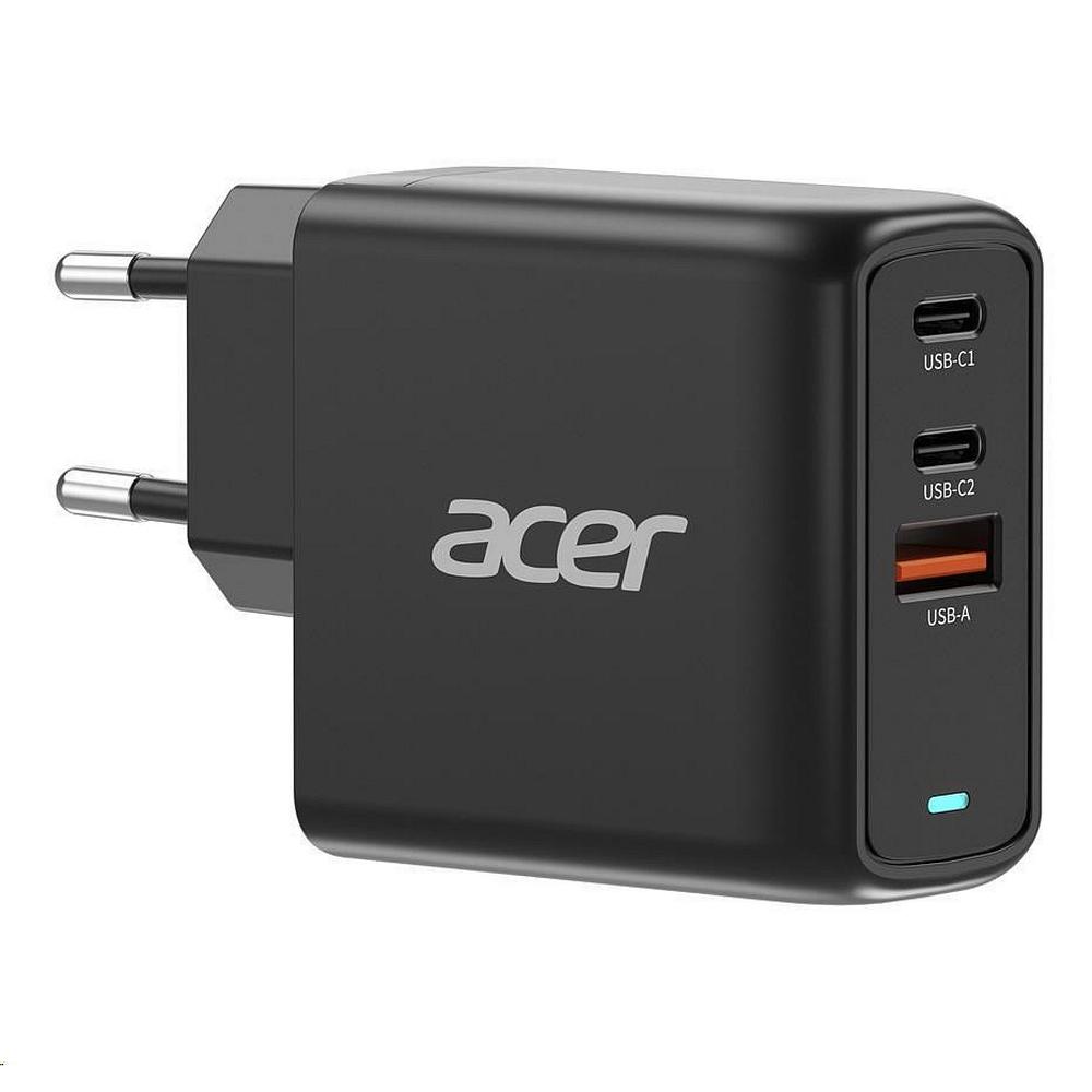 [ZL.ADTCC.00J] 67W Acer 2x USB-C, 1x USB-A PPS PD GaN II hleðslutæki með kapli, svart