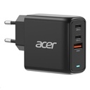 67W Acer 2x USB-C, 1x USB-A PPS PD GaN II hleðslutæki með kapli, svart