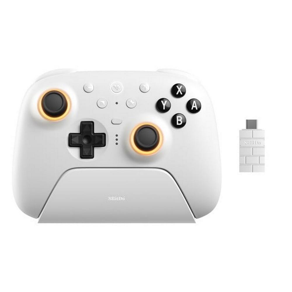 8BitDo Ultimate 2 þráðlaus Bluetooth / 2.4GHz stýripinni fyrir Switch 2, Hvítur
