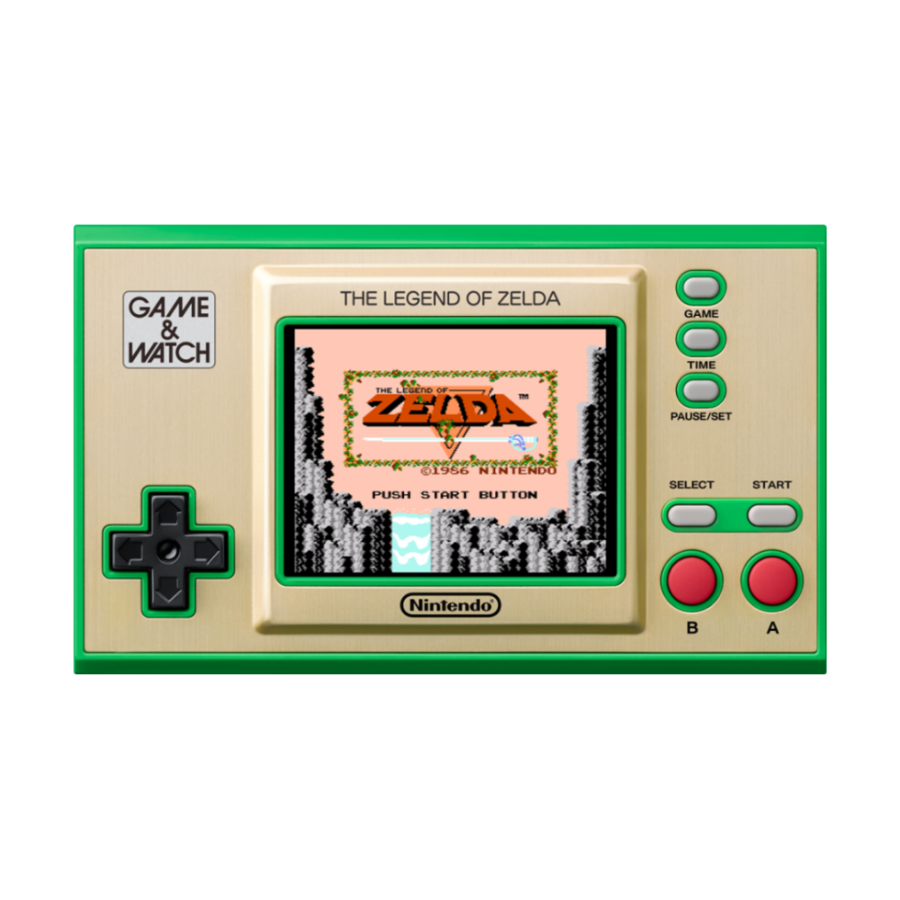 [1178744] Game & Watch: The Legend of Zelda Nintendo handleikjatölva, sýningarstandur, klukka, 3 leikir