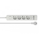 Delock Fjöltengi 4 x Schuko 230V með truflana síu og 3 x USB 1,5m