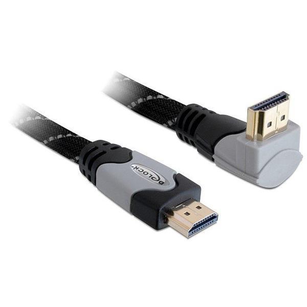 [82993] Delock HDMI 1.4 kapall með Ethernet, hann/hann angled, 4K, 1 metri