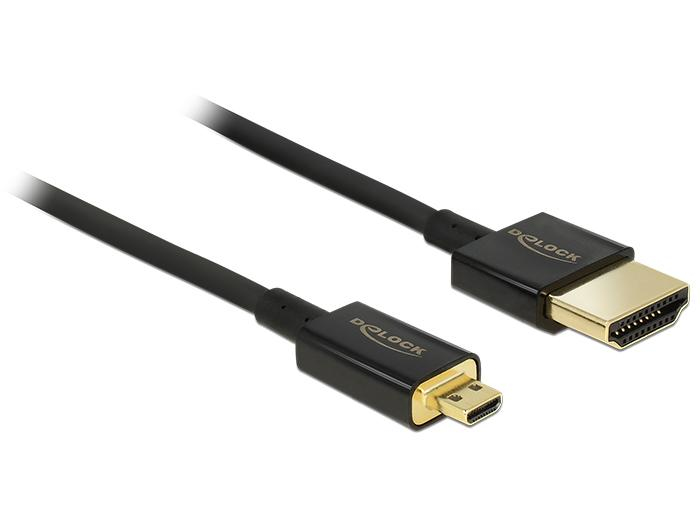[84781] HDMI 1.4 í Micro HDMI kapall, hann/hann, slim, 1 metri