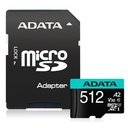 ADATA MicroSD 512GB class 10 UHS-1 U3 háhraða minniskort m/SD-breytistykki