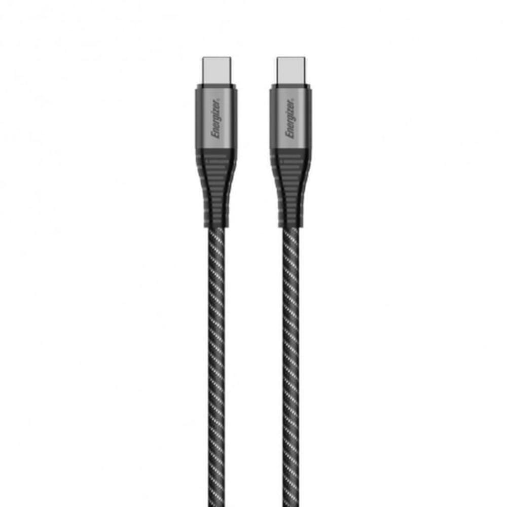 Energizer USB 2.0 C í C Metal / Nylon ofinn kapall 100W, 2 metrar, Svartur