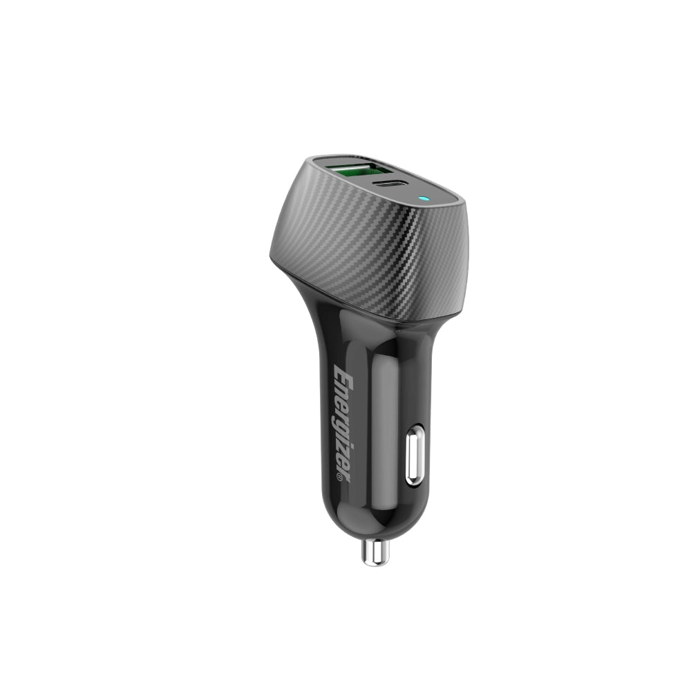 38W Energizer 1x USB-C, 1x USB-A PD QC hleðslutæki í bíl, svart