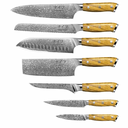 Damascus by Haws Chef Set 7 Pcs Olive Wood