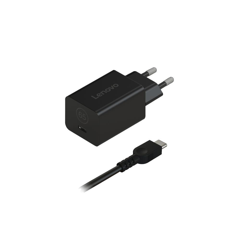 [G0A6GN65EU-TT] 65W Lenovo Nano USB-C GaN hleðslutæki með USB-C kapli, svartur